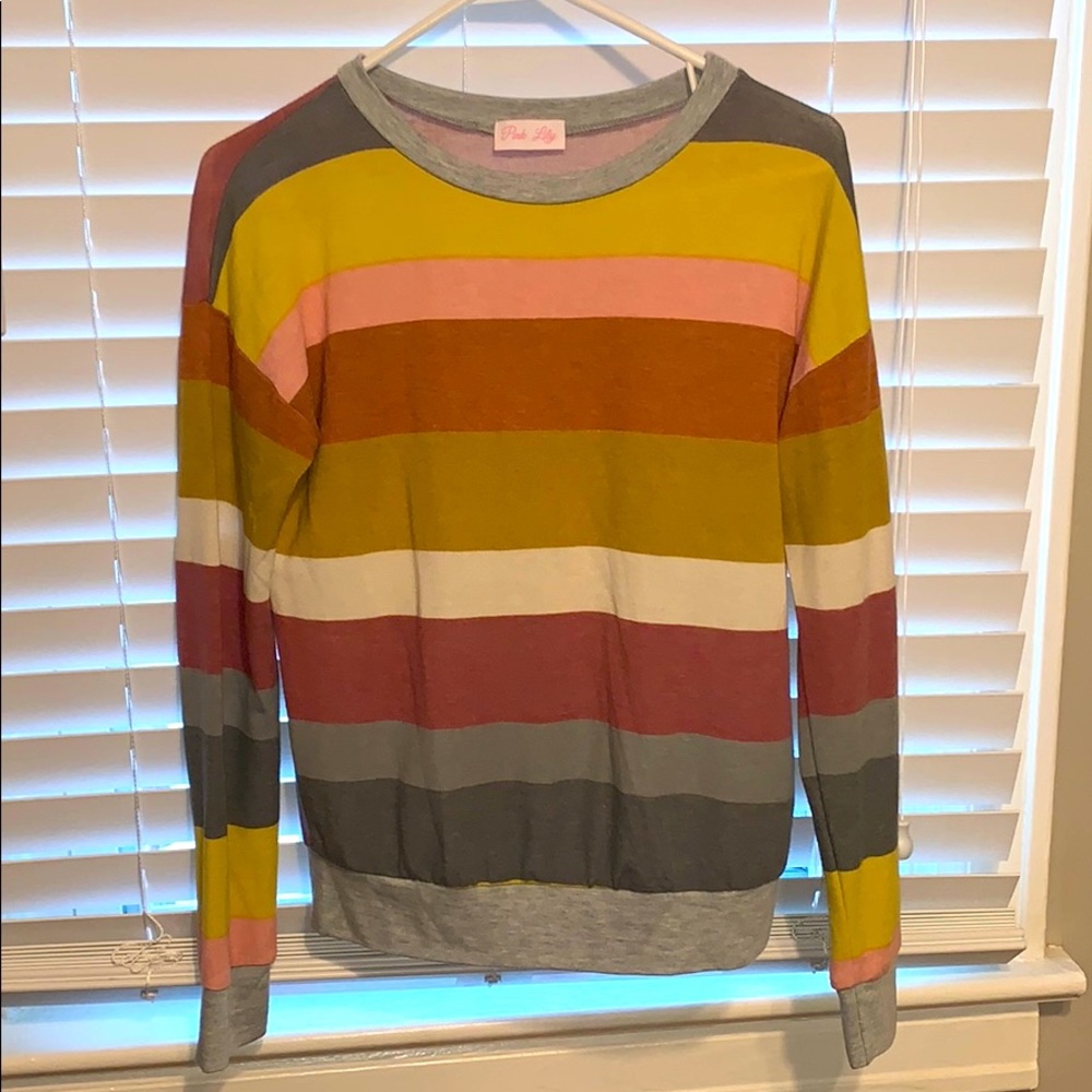 Pink Lily Striped long sleeve shirt